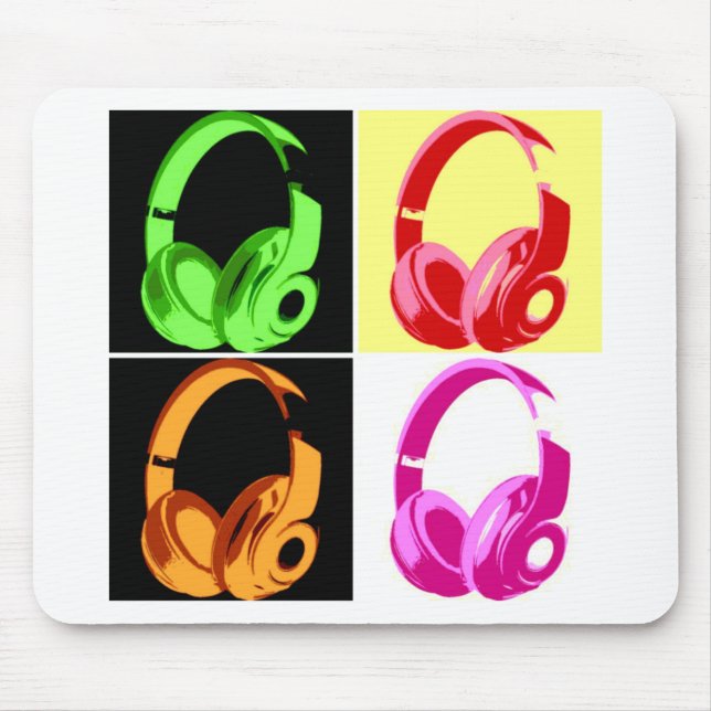 Four Colours Headphone Pop Art Head Phone Mouse Pad (Front)