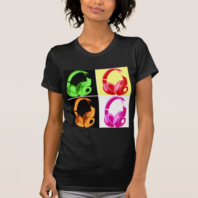 Four Colours Headphone Pop Art Head Phone T-Shirt (Front)