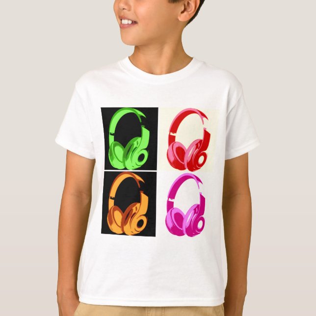 Four Colours Headphone Pop Art Head Phone T-Shirt (Front)