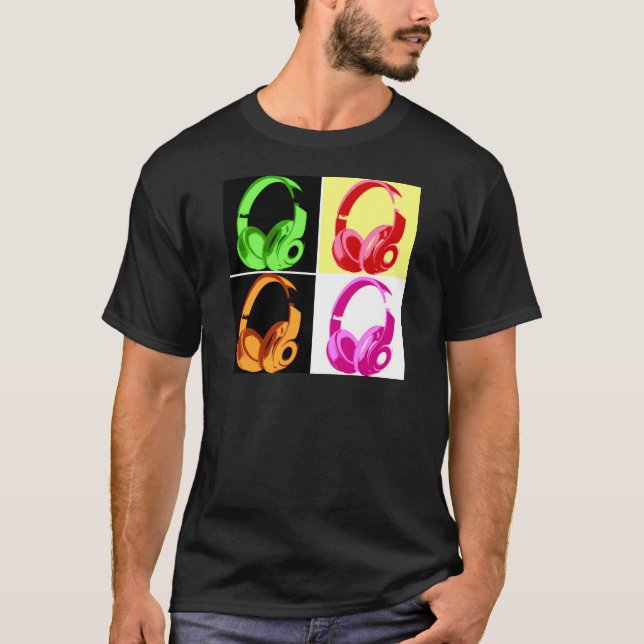 Four Colours Headphone Pop Art Head Phone T-Shirt (Front)