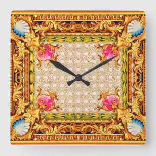 four corners Baroque Square Wall Clock