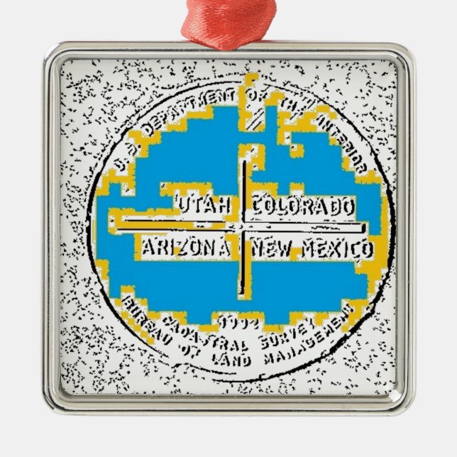 Four Corners Four States Metal Tree Decoration (Front)