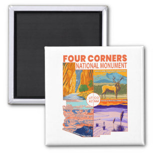 Four Corners National Monument w/ National Parks 2 Magnet