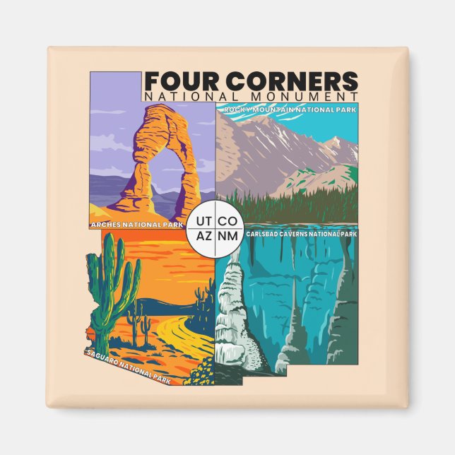 Four Corners National Monument with National Parks Magnet (Front)