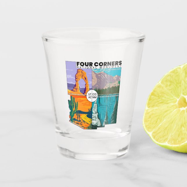 Four Corners National Monument with National Parks Shot Glass (Front)