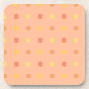 Four Corners Peach Yellow Tiled Pattern Coaster