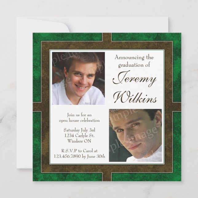 Four Corners Photo Grad Invitation - Green (Front)