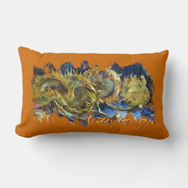 Four Cut Sunflowers by Van Gogh Lumbar Cushion (Front)