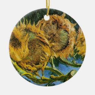 Four Cut Sunflowers by Vincent van Gogh Ceramic Tree Decoration