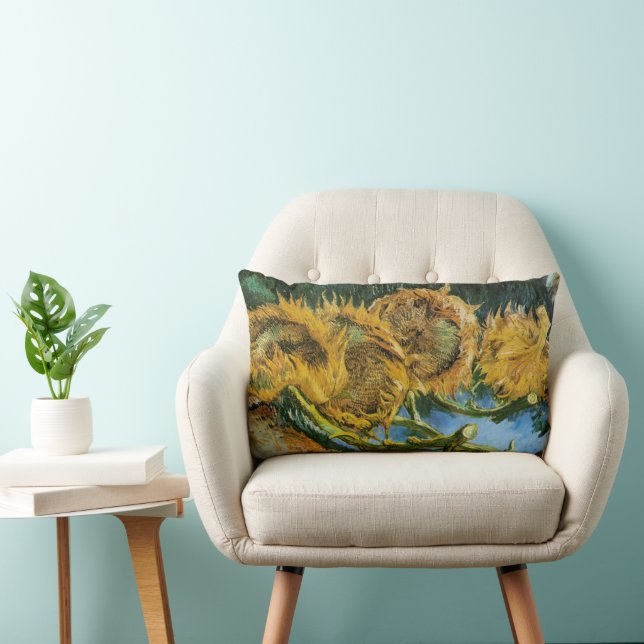 Four Cut Sunflowers by Vincent van Gogh Lumbar Cushion (Chair)