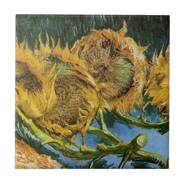 Four Cut Sunflowers by Vincent van Gogh Tile (Front)