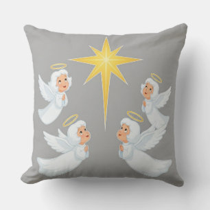 Four Cute Angels Praying Around a Bright Star Cushion
