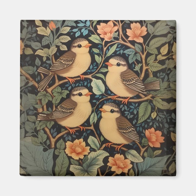 Four Cute Baby Birds Nature Inspired  Magnet (Front)