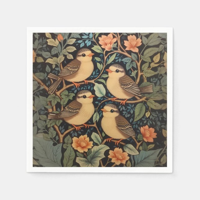 Four Cute Baby Birds Nature Inspired  Napkin (Front)