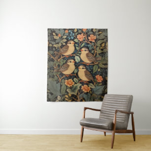 Four Cute Baby Birds Nature Inspired  Tapestry