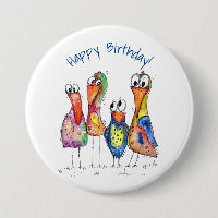 Four Cute Colourful Whimsical Birds