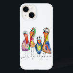 Four Cute Colourful Whimsical Birds Case-Mate iPhone 14 Case<br><div class="desc">This is an original mixed media painting of four whimsical birds.  The painting is watercolor embellished with ink and watercolor pencils.</div>
