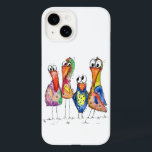 Four Cute Colourful Whimsical Birds Case-Mate iPhone 14 Case<br><div class="desc">This is an original mixed media painting of four whimsical birds.  The painting is watercolor embellished with ink and watercolor pencils.</div>