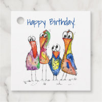 Four Cute Colourful Whimsical Birds