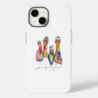 Four Cute Colourful Whimsical Birds
