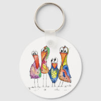 Four Cute Colourful Whimsical Birds
