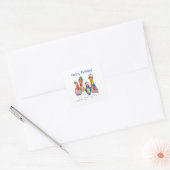 Four Cute Colourful Whimsical Birds Square Sticker (Envelope)