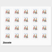 Four Cute Colourful Whimsical Birds Square Sticker (Sheet)