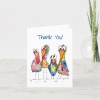 Four Cute Colourful Whimsical Birds
