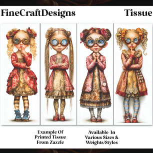 Four Cute Quirky Steampunk Girls DV3R Decoupage Tissue Paper