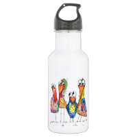 Four Cute Whimsical Colourful Birds