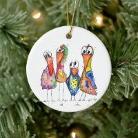 Four Cute Whimsical Colourful Birds