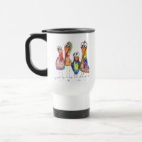 Four Cute Whimsical Colourful Birds