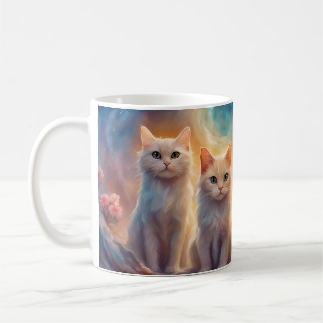 Four cute white cats coffee mug (Left)