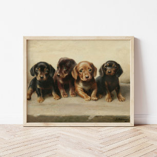 Four Dachshund Puppies   Carl Reichert Poster