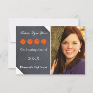 Four Daisies Chalkboard - 3x5 Grad Announcement