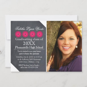 Four Daisies Chalkboard - Grad Announcement