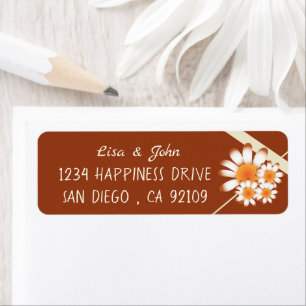 Four Daisies Rust and Ivory Return Address Labels