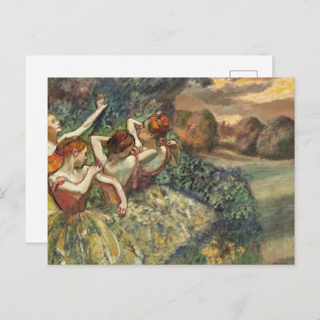 Four Dancers by Edgar Degas, Classic Ballet Art Postcard (Front/Back)