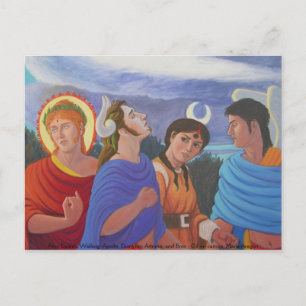 Four Deities Walking Postcard