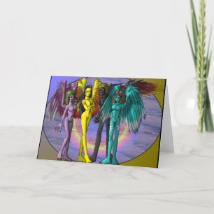 Four Demons Greetings card