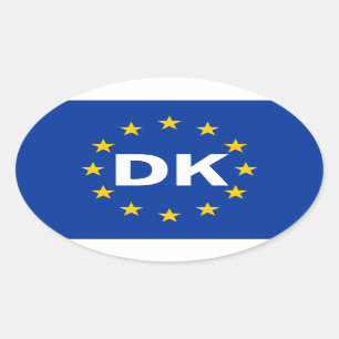 FOUR Denmark "DK" European Union Flag Oval Sticker