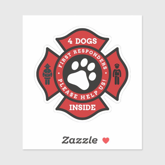 Four Dogs Inside Home Pet Alert Notice For Fire (Sheet)