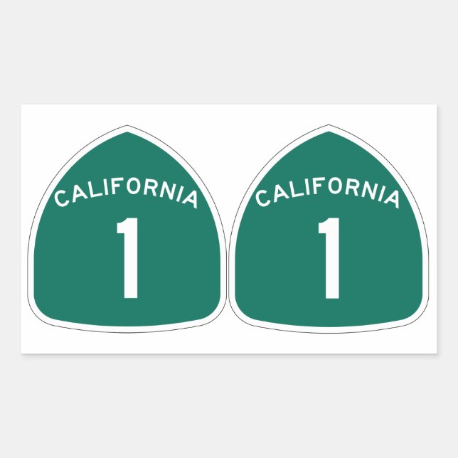 FOUR Double "California 1" Rectangular Sticker (Front)
