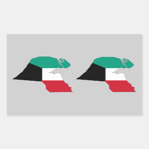 FOUR (Double) Kuwait Flag Map Rectangular Sticker