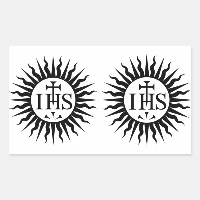 FOUR (Double) Society of Jesus (Jesuits) Rectangular Sticker (Front)