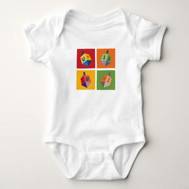 Four Dreidels Baby Bodysuit (Front)
