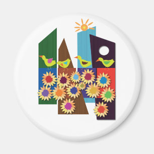 Four ducks in a summer holiday magnet