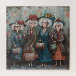Four elderly ladies in fancy attire jigsaw puzzle