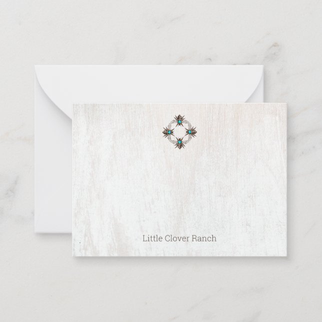 Four Elegant Bees Rustic Wood Business Card (Front)