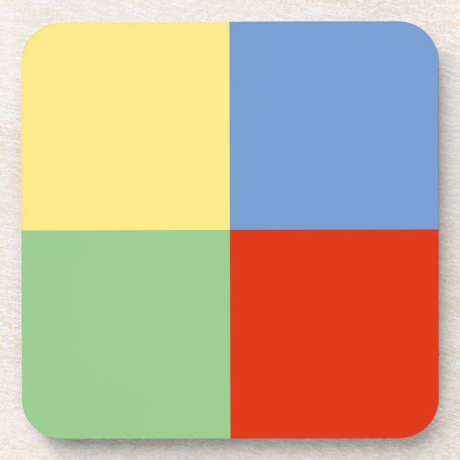 Four Elements in Yellow Blue Red Green Coaster (Front)